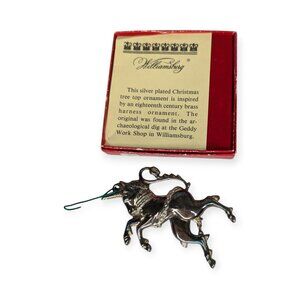 Vintage Kirk Stieff Williamsburg Silverplate Unicorn Christmas Ornament w/Box